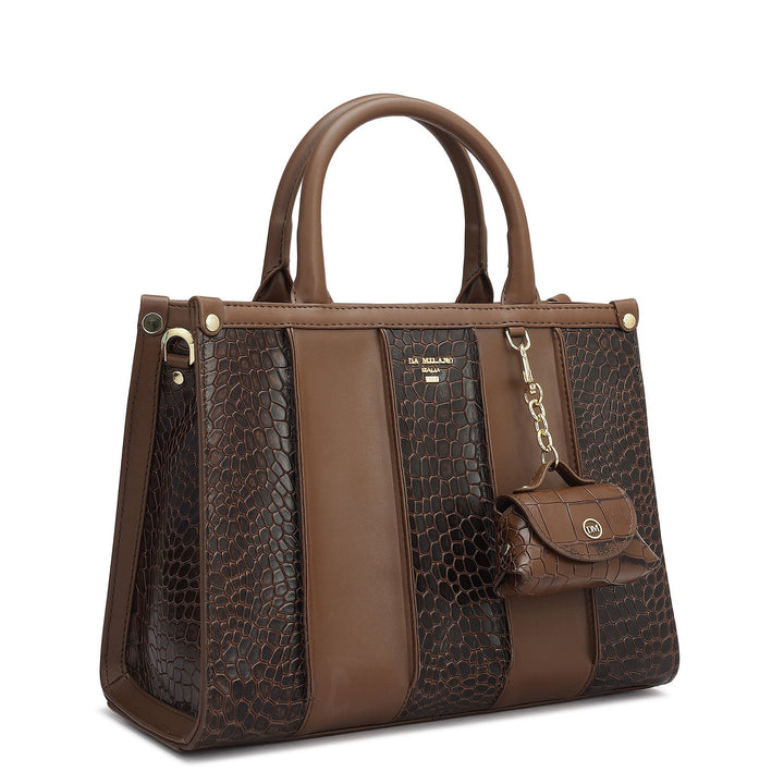 Small Croco Plain Leather Satchel - Date