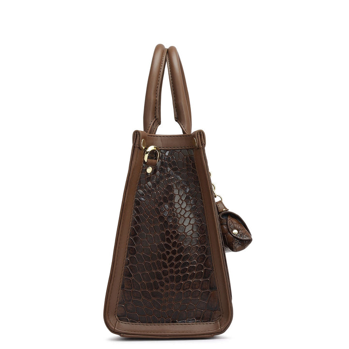 Small Croco Plain Leather Satchel - Date