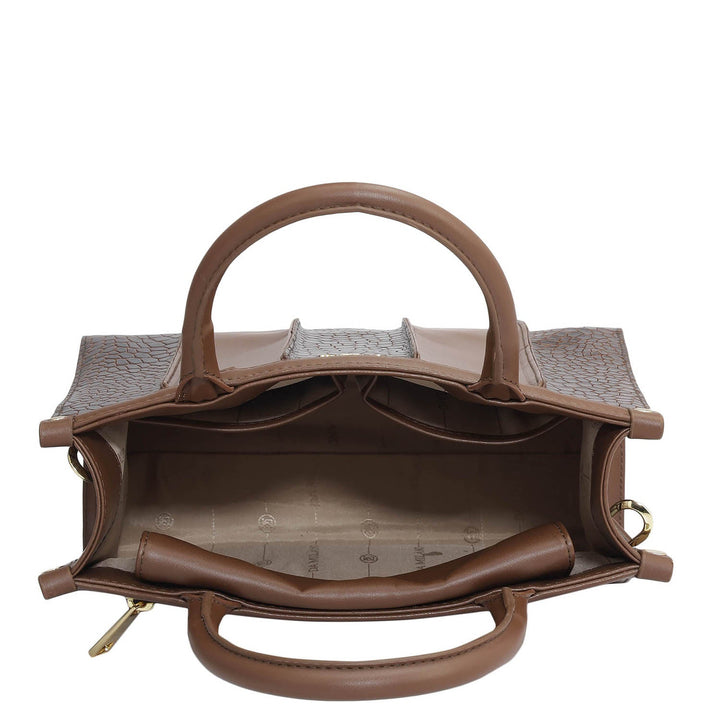 Small Croco Plain Leather Satchel - Date