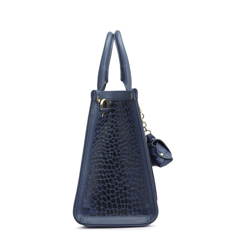 Small Croco Plain Leather Satchel - Stardust