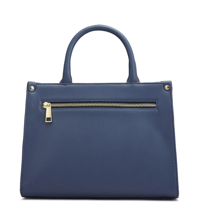 Small Croco Plain Leather Satchel - Stardust