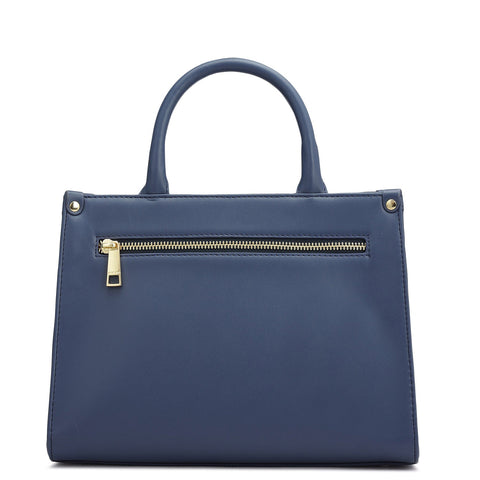 Small Croco Plain Leather Satchel - Stardust