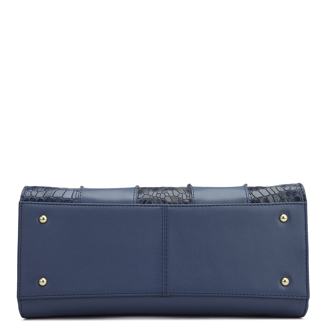 Small Croco Plain Leather Satchel - Stardust