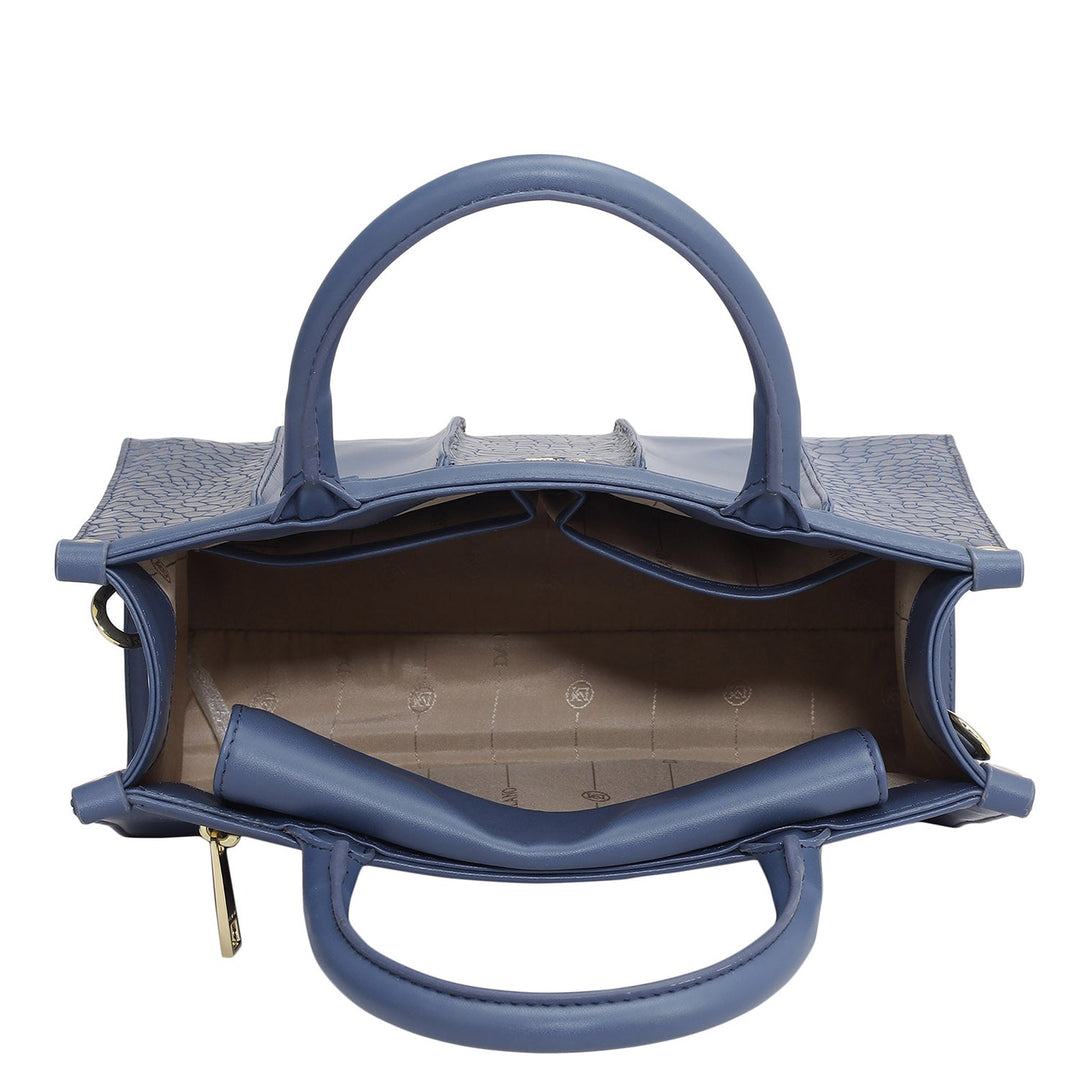 Small Croco Plain Leather Satchel - Stardust