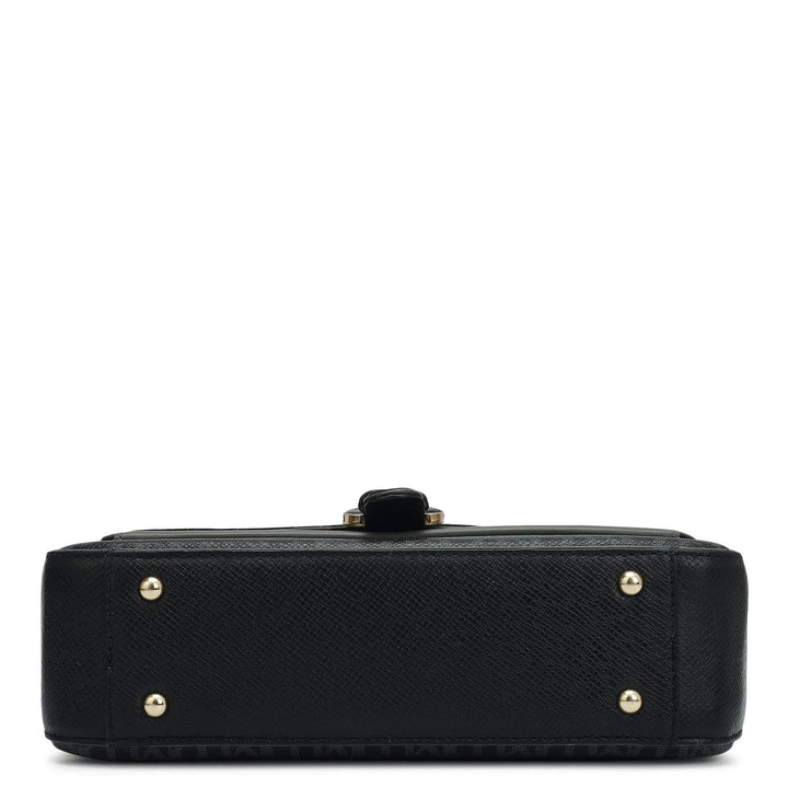 Small Monogram Plain Leather Shoulder Bag - Black