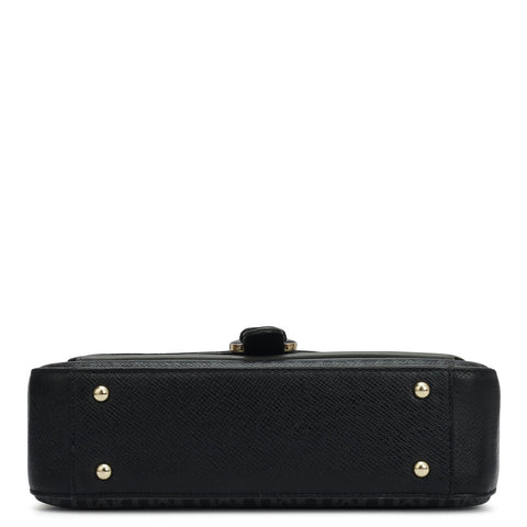 Small Monogram Plain Leather Shoulder Bag - Black