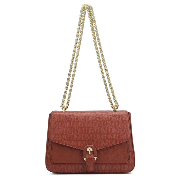 Small Monogram Franzy Leather Shoulder Bag - Brick