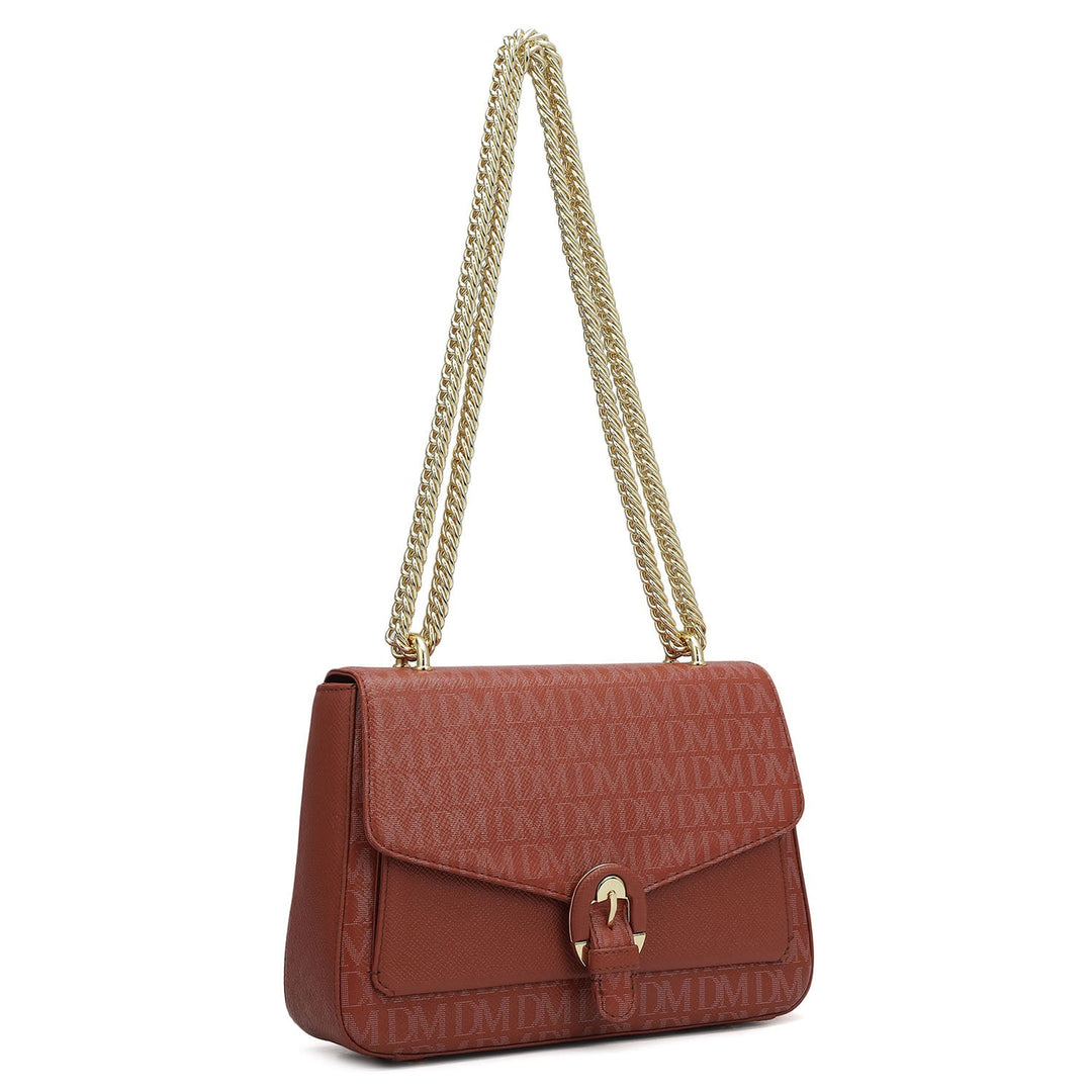 Small Monogram Franzy Leather Shoulder Bag - Brick