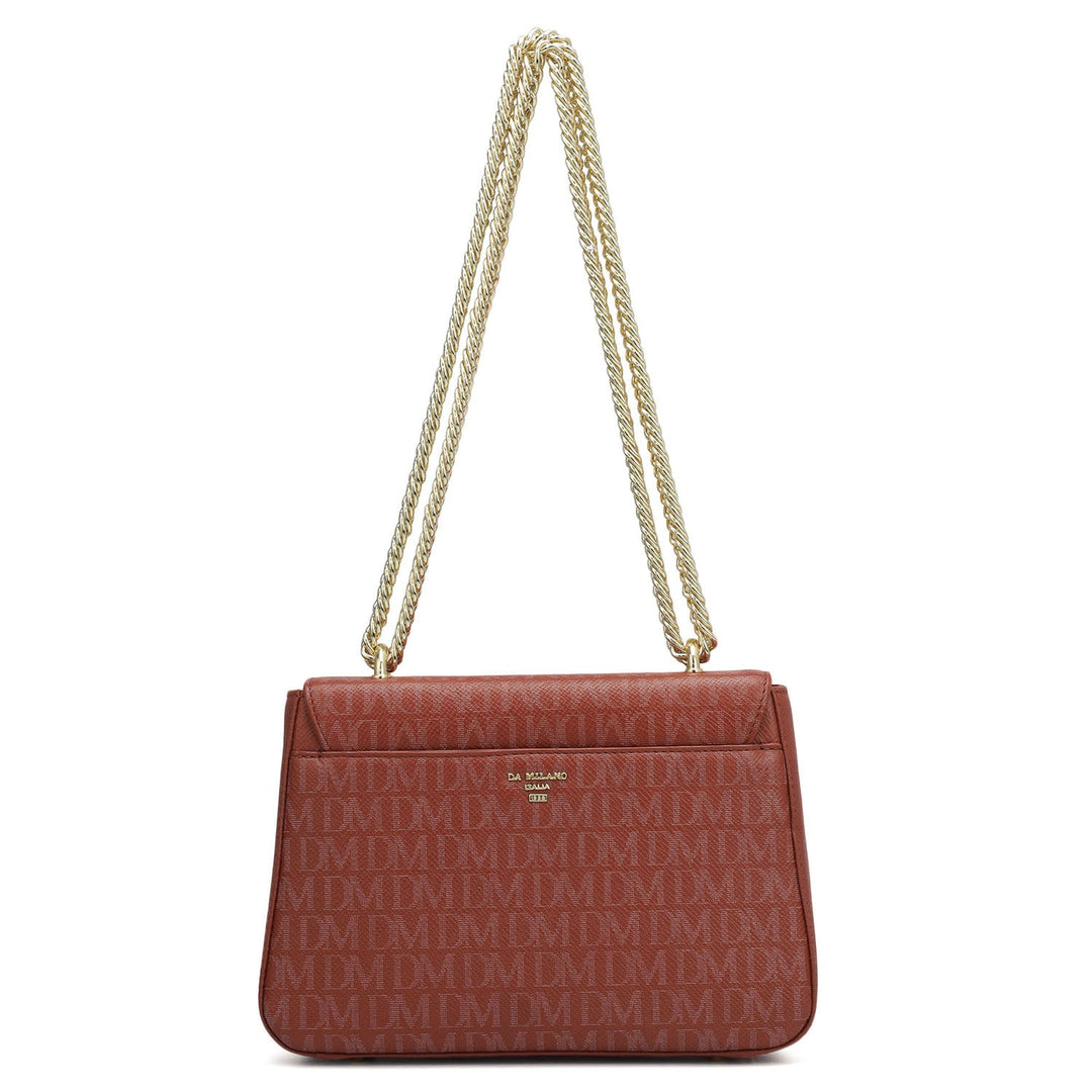 Small Monogram Franzy Leather Shoulder Bag - Brick