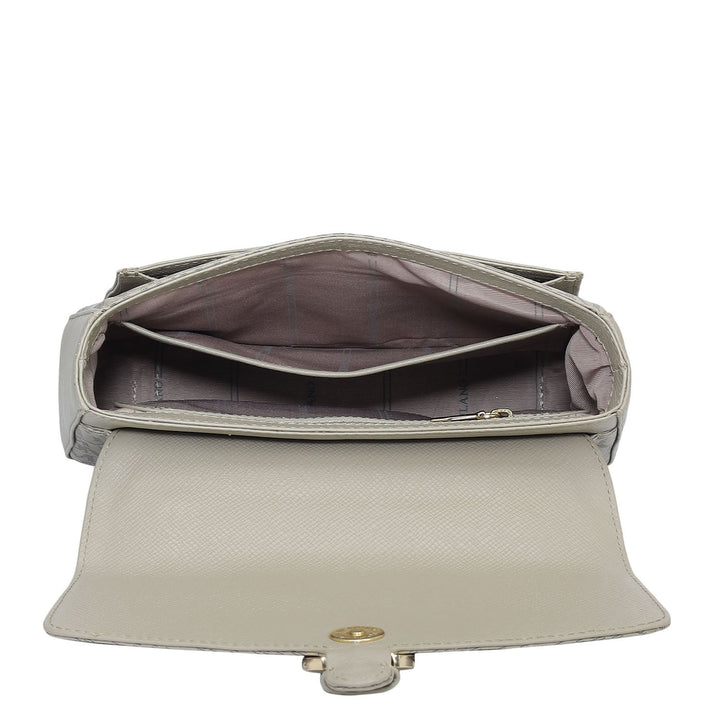 Small Monogram Franzy Leather Shoulder Bag - Chalk