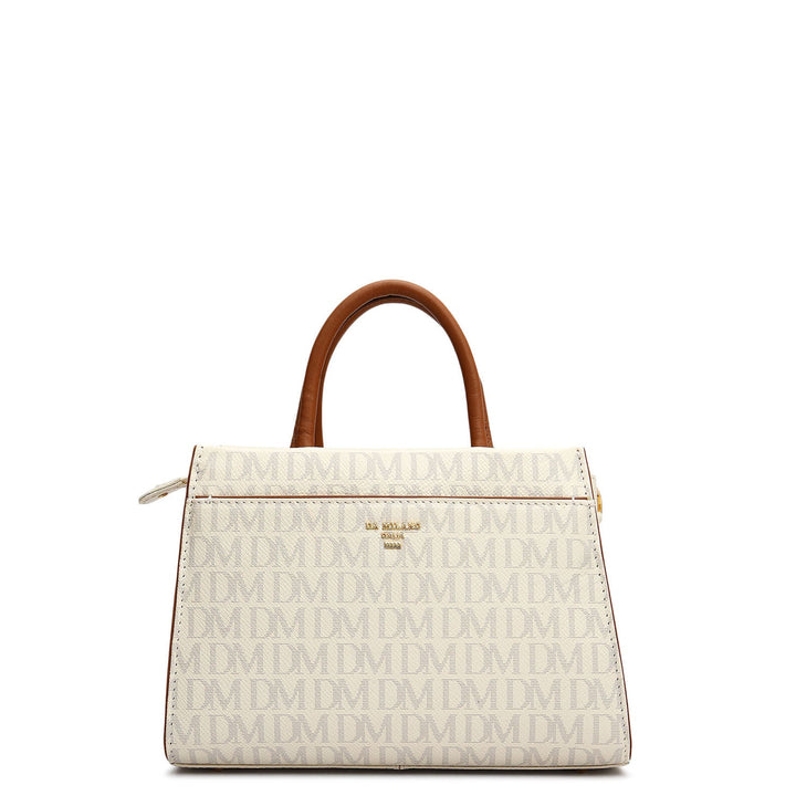 Small Monogram Plain Leather Satchel - Marshmallow