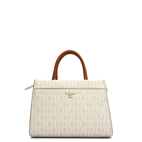 Small Monogram Plain Leather Satchel - Marshmallow