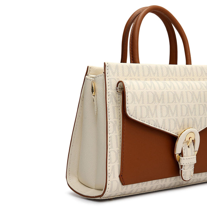 Small Monogram Plain Leather Satchel - Marshmallow