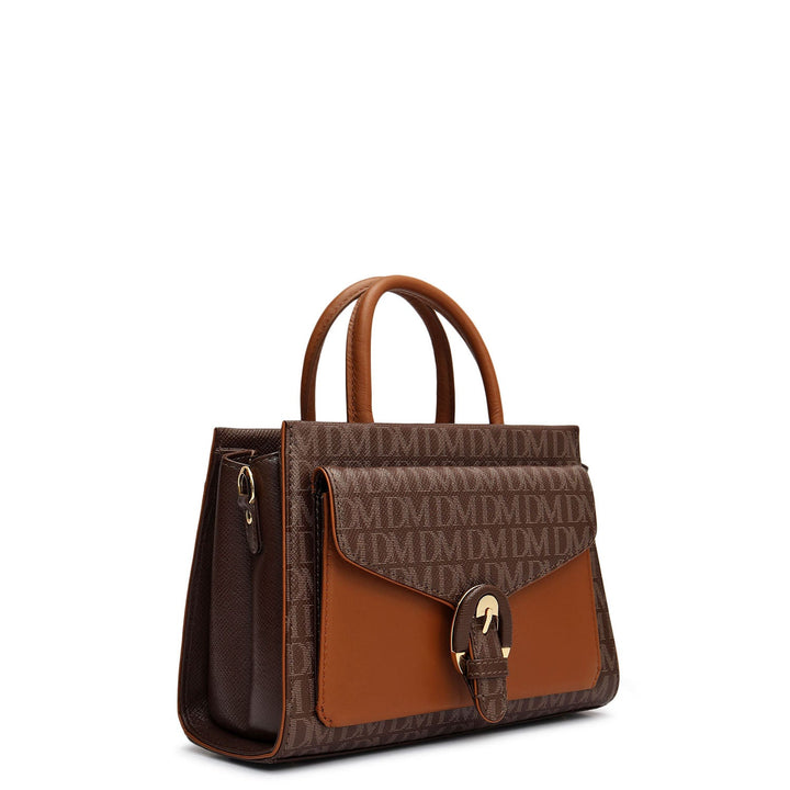 Small Monogram Plain Leather Satchel - Walnut