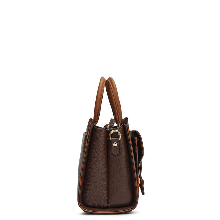 Small Monogram Plain Leather Satchel - Walnut