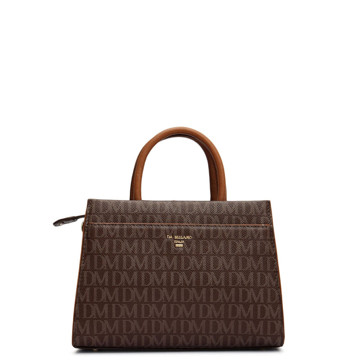 Small Monogram Plain Leather Satchel - Walnut