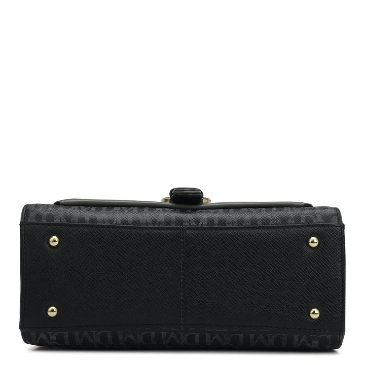 Small Monogram Plain Leather Satchel - Black