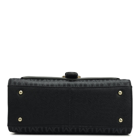 Small Monogram Plain Leather Satchel - Black