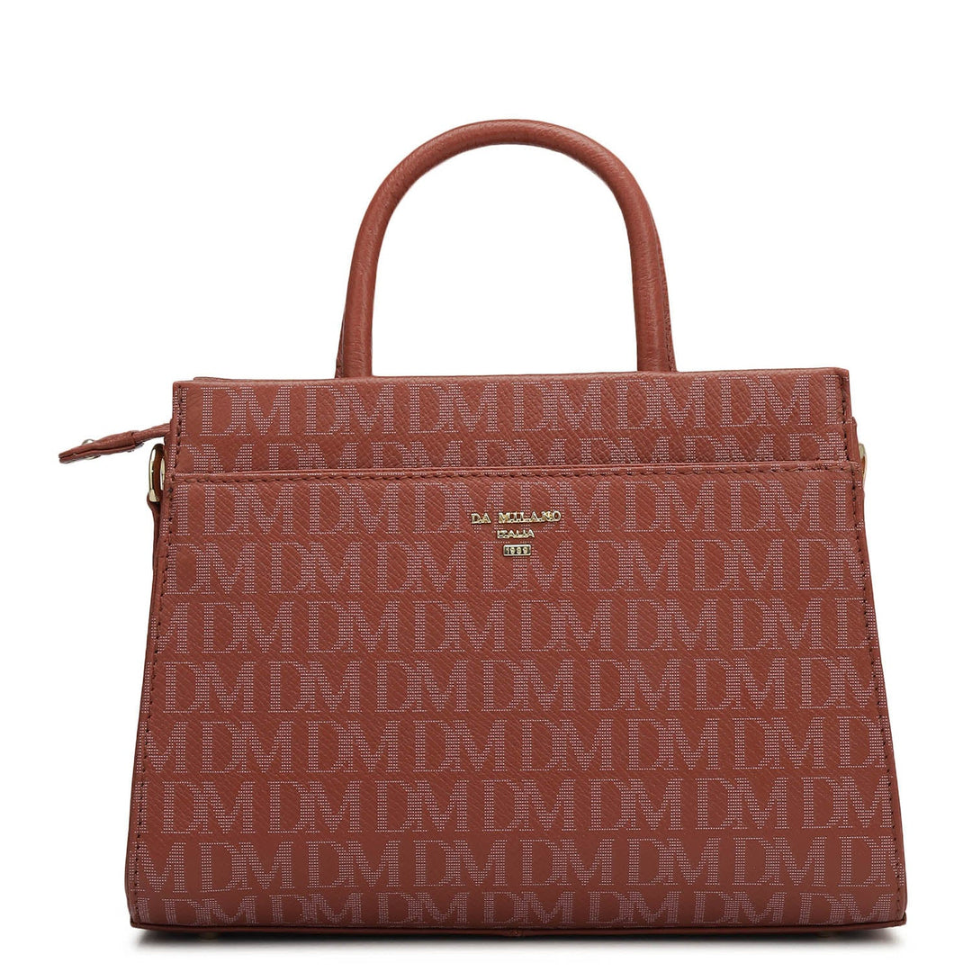 Small Monogram Franzy Leather Satchel - Brick