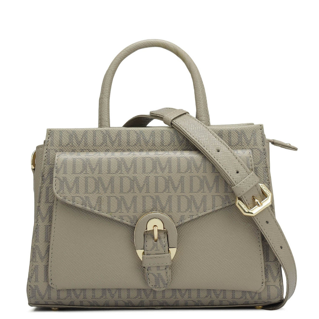Small Monogram Franzy Leather Satchel - Chalk
