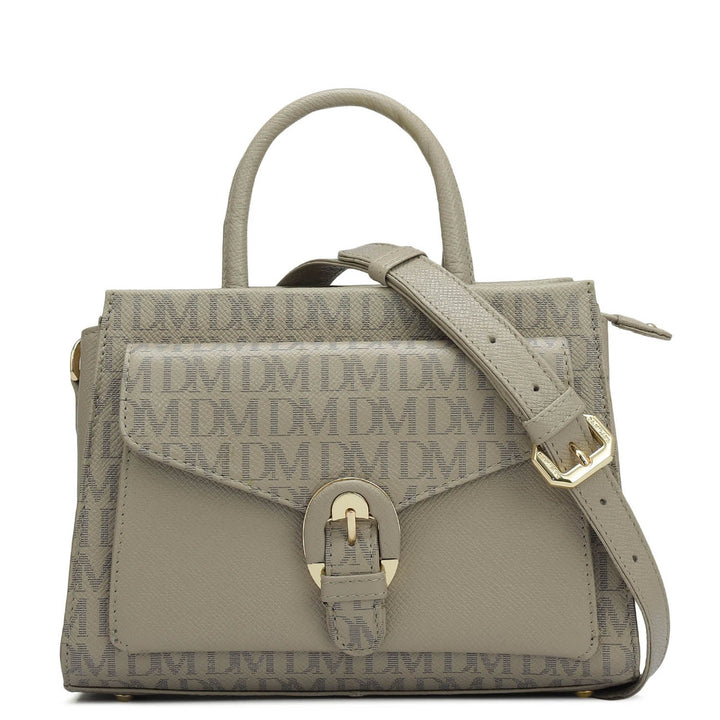 Small Monogram Franzy Leather Satchel - Chalk