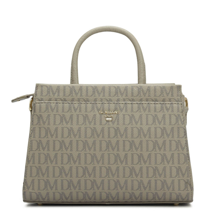 Small Monogram Franzy Leather Satchel - Chalk