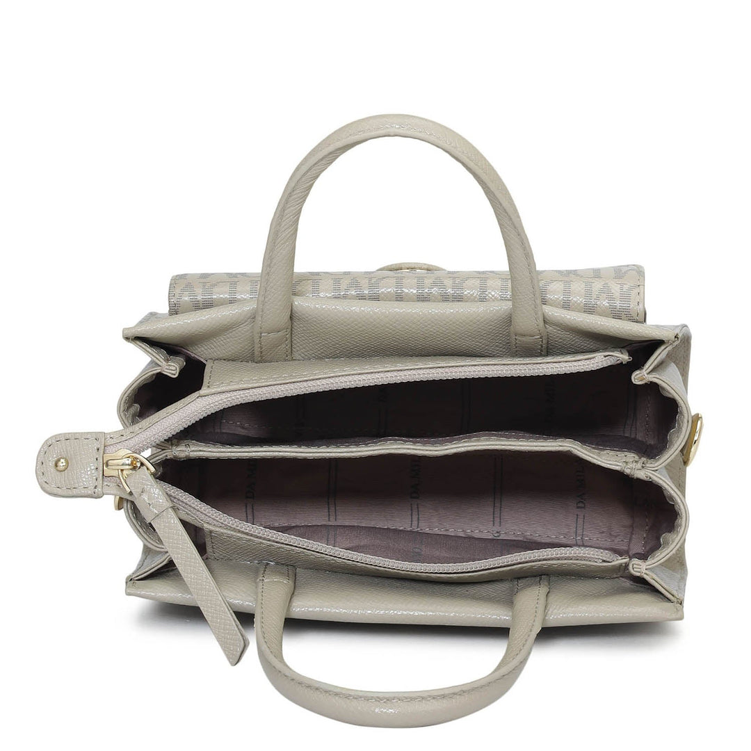 Small Monogram Franzy Leather Satchel - Chalk