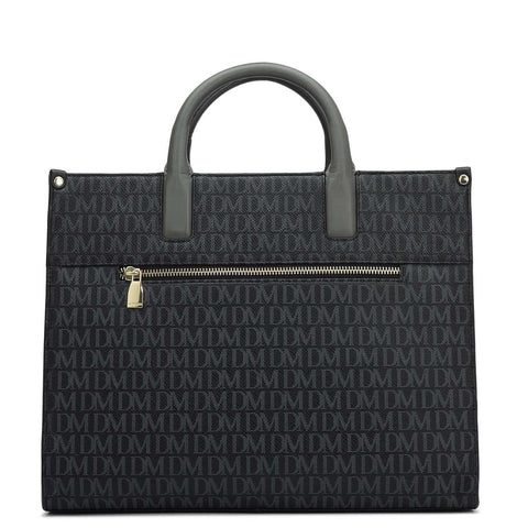 Medium Monogram Plain Leather Satchel - Black
