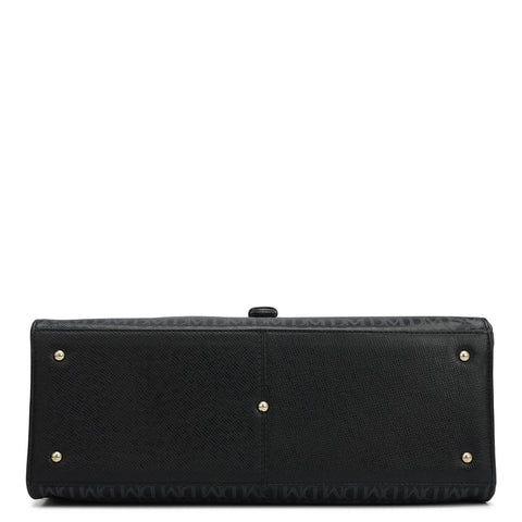 Medium Monogram Plain Leather Satchel - Black