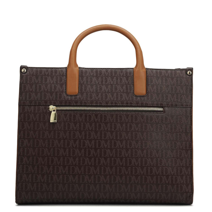 Medium Monogram Plain Leather Satchel - Chocolate
