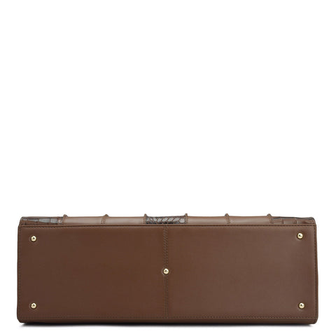 Large Croco Plain Leather Book Tote - Date