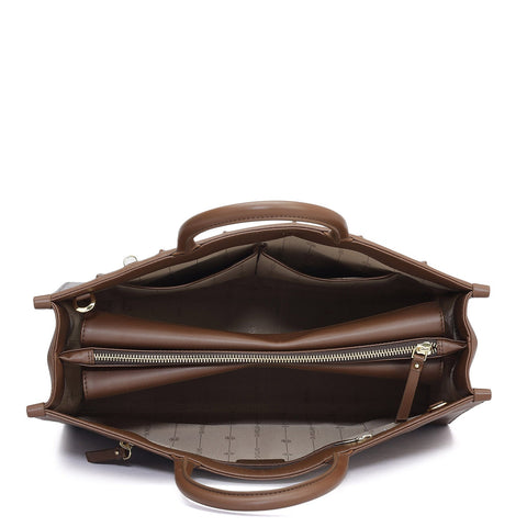 Large Croco Plain Leather Book Tote - Date