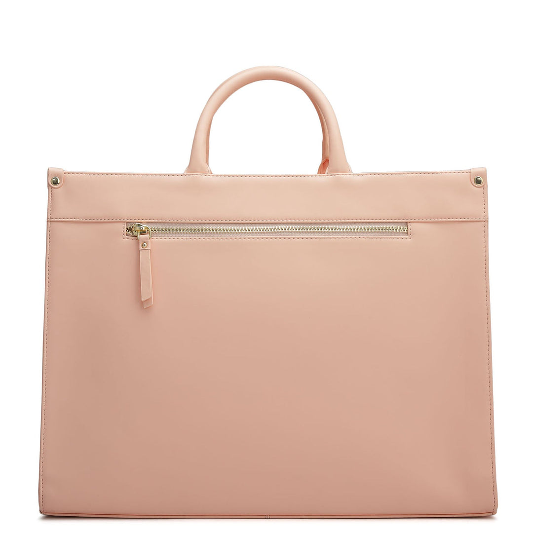 Large Croco Plain Leather Book Tote - Peach