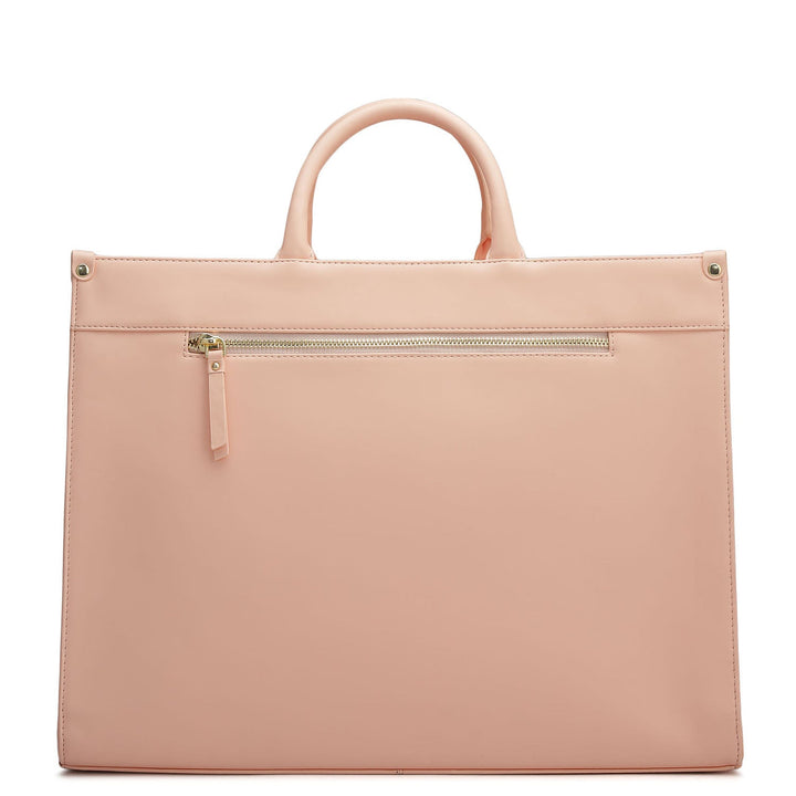 Large Croco Plain Leather Book Tote - Peach