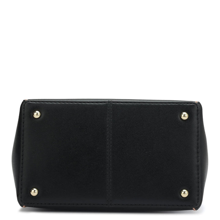 Small Plain Leather Satchel - Black