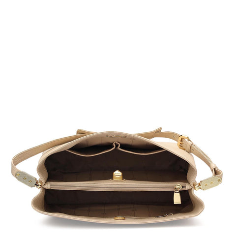 Medium Wax Leather Shoulder Bag - Dove