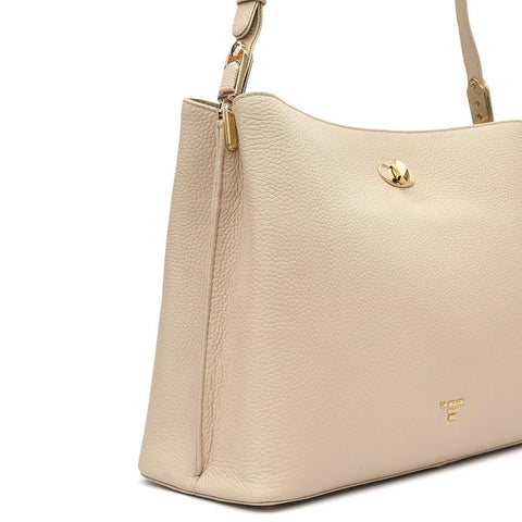 Medium Wax Leather Shoulder Bag - Dove