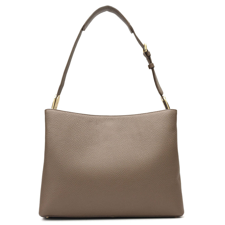 Medium Wax Leather Shoulder Bag - Smoke Grey