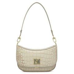 Small Croco Leather Baguette - Frost