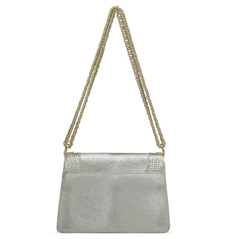 Small Metallic Leather Shoulder Bag - Gold