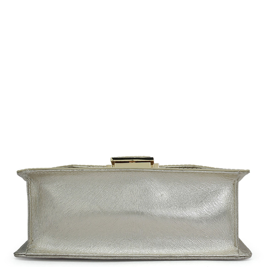 Small Metallic Leather Shoulder Bag - Gold