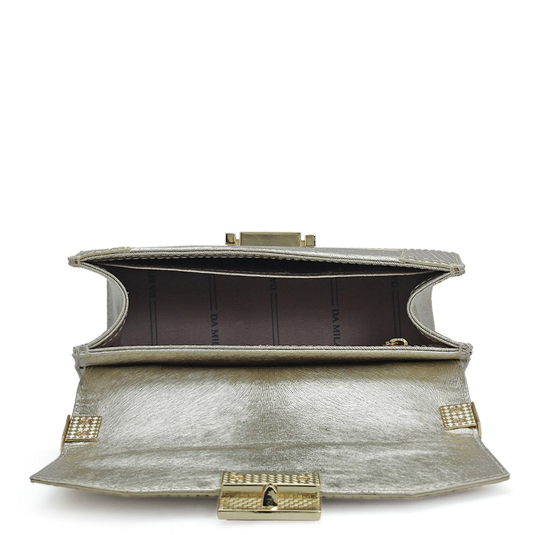 Small Metallic Leather Shoulder Bag - Gold