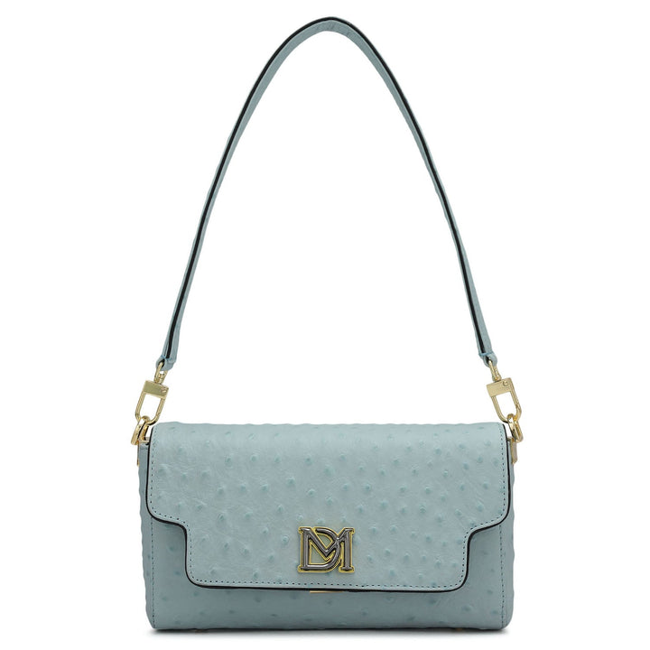 Small Ostrich Leather Baguette - Ice Blue