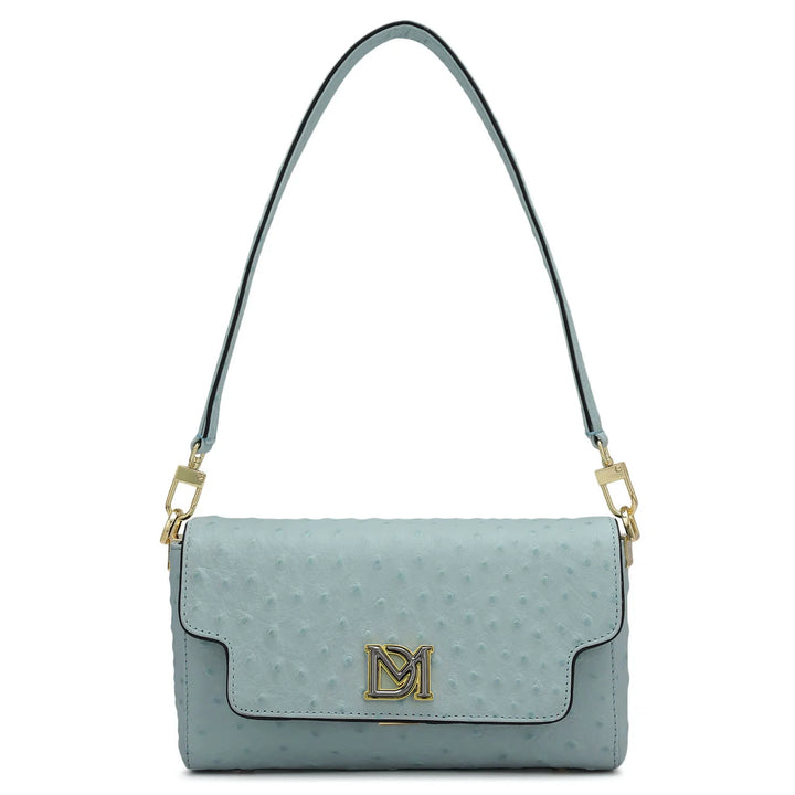 Small Ostrich Leather Baguette - Ice Blue