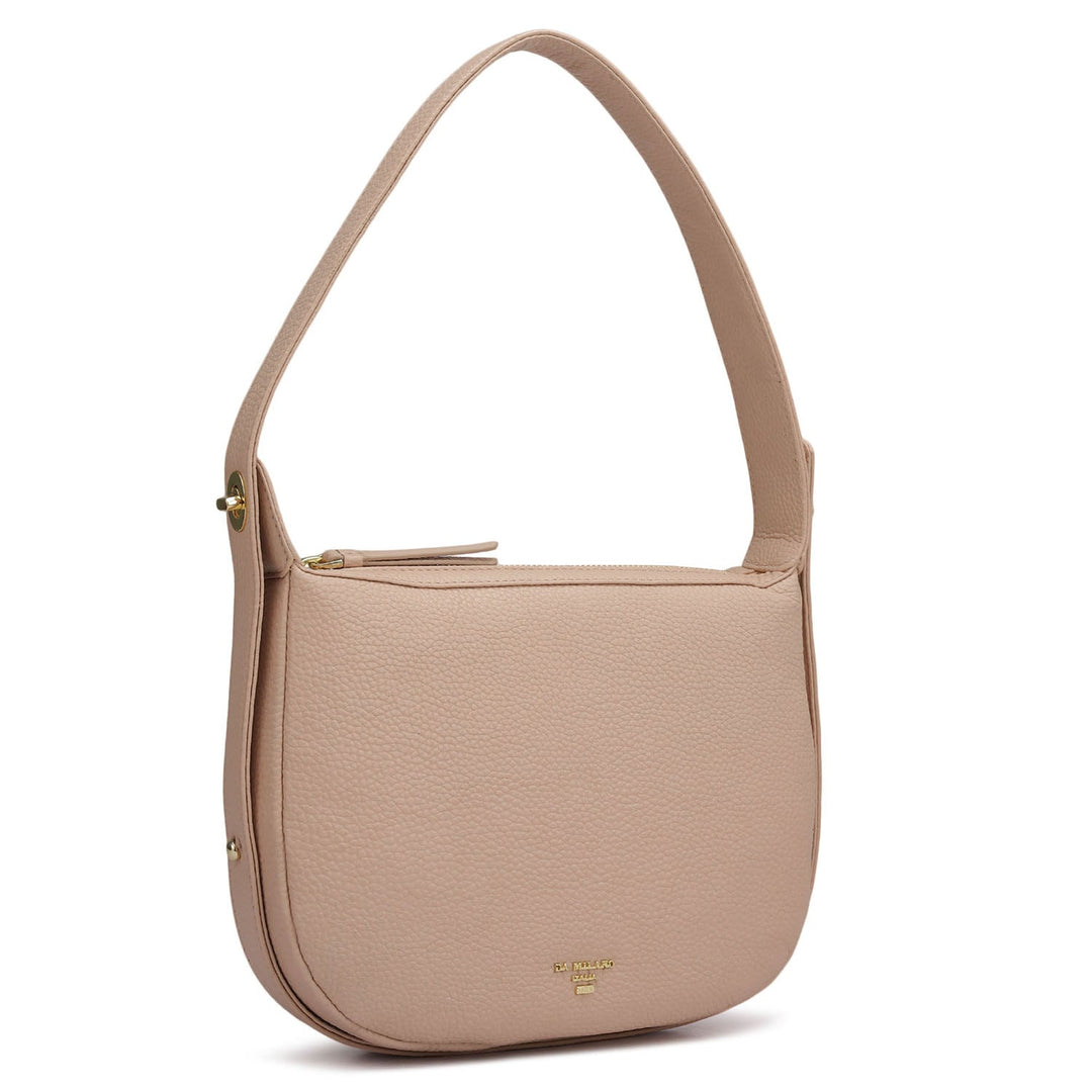 Small Wax Leather Hobo Bag - Feather