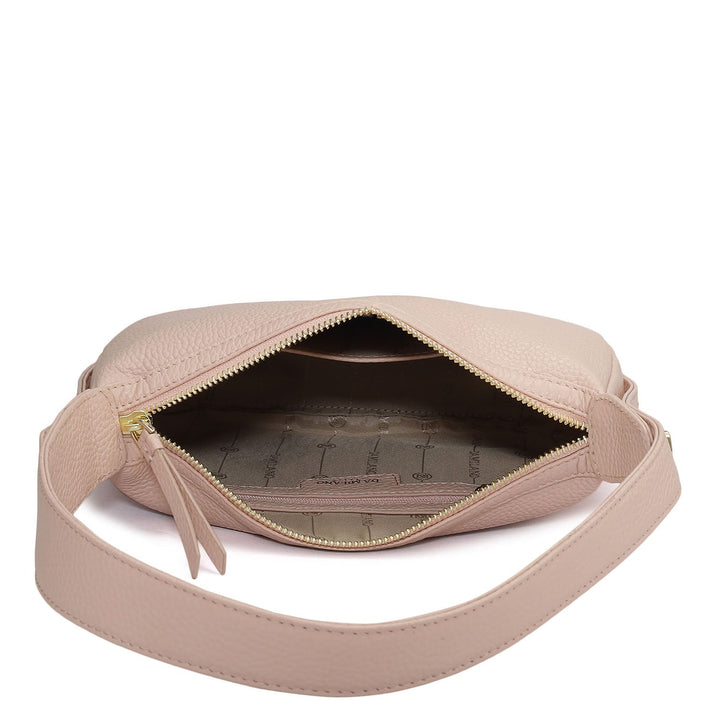 Small Wax Leather Hobo Bag - Feather