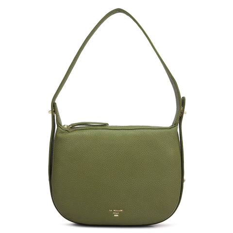 Small Wax Leather Hobo Bag - Fern