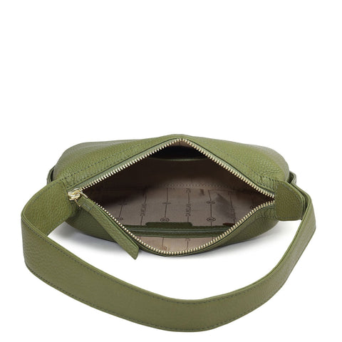 Small Wax Leather Hobo Bag - Fern