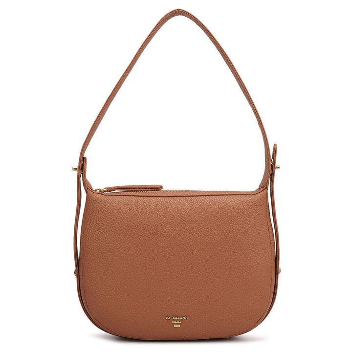 Small Wax Leather Hobo Bag - Terracotta