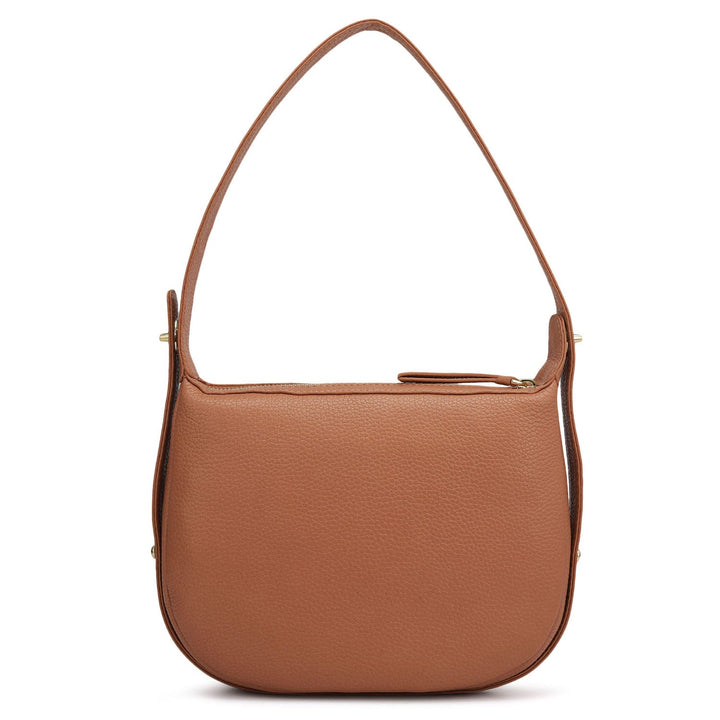Small Wax Leather Hobo Bag - Terracotta